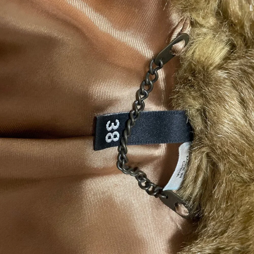 Women’s Brown Faux Fur Jacket  by H&M,  Size 38 European (size 6 US) - Picture 4 of 6